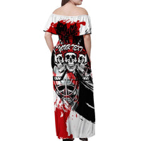 Canada Hockey Skull Life and Death Off Shoulder Maxi Dress