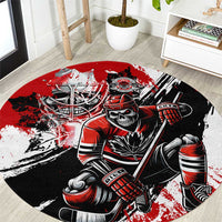 Canada Hockey Skull Life and Death Round Carpet