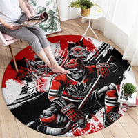 Canada Hockey Skull Life and Death Round Carpet