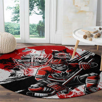 Canada Hockey Skull Life and Death Round Carpet