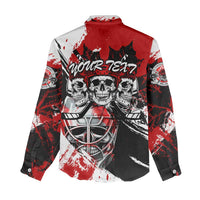 Canada Hockey Skull Life and Death Women Casual Shirt