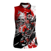 Canada Hockey Skull Life and Death Women Sleeveless Polo Shirt