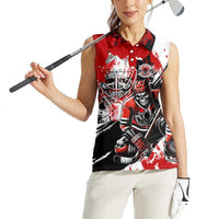 Canada Hockey Skull Life and Death Women Sleeveless Polo Shirt