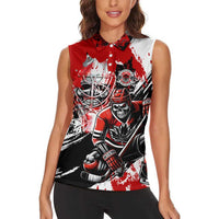 Canada Hockey Skull Life and Death Women Sleeveless Polo Shirt