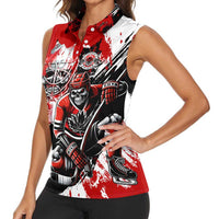 Canada Hockey Skull Life and Death Women Sleeveless Polo Shirt