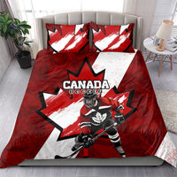 Canada Hockey Warrior Bedding Set Bold Maple Leaf Sports Art