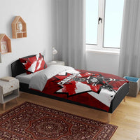 Canada Hockey Warrior Bedding Set Bold Maple Leaf Sports Art