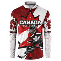 Personalized Canada Hockey Warrior Button Sweatshirt Bold Maple Leaf Sports Art