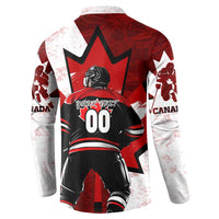 Personalized Canada Hockey Warrior Button Sweatshirt Bold Maple Leaf Sports Art