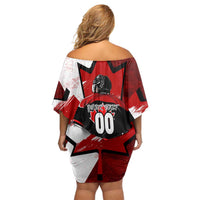 Personalized Canada Hockey Warrior Family Matching Off Shoulder Short Dress and Hawaiian Shirt Bold Maple Leaf Sports Art