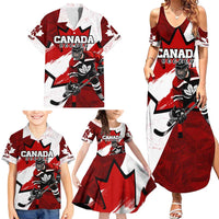 Personalized Canada Hockey Warrior Family Matching Summer Maxi Dress and Hawaiian Shirt Bold Maple Leaf Sports Art