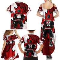 Personalized Canada Hockey Warrior Family Matching Summer Maxi Dress and Hawaiian Shirt Bold Maple Leaf Sports Art