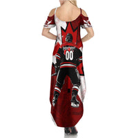 Personalized Canada Hockey Warrior Family Matching Summer Maxi Dress and Hawaiian Shirt Bold Maple Leaf Sports Art