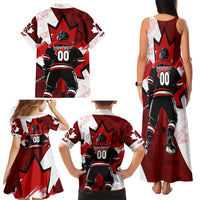 Personalized Canada Hockey Warrior Family Matching Tank Maxi Dress and Hawaiian Shirt Bold Maple Leaf Sports Art