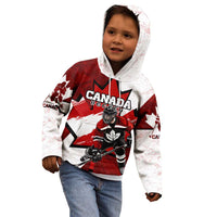 Personalized Canada Hockey Warrior Kid Hoodie Bold Maple Leaf Sports Art