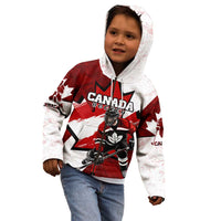 Personalized Canada Hockey Warrior Kid Hoodie Bold Maple Leaf Sports Art