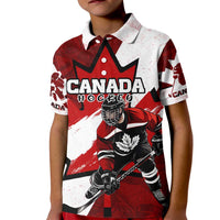 Personalized Canada Hockey Warrior Kid Polo Shirt Bold Maple Leaf Sports Art