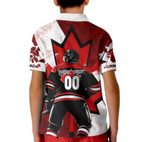 Personalized Canada Hockey Warrior Kid Polo Shirt Bold Maple Leaf Sports Art
