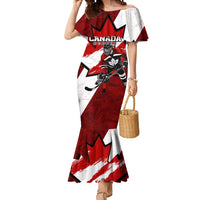 Personalized Canada Hockey Warrior Mermaid Dress Bold Maple Leaf Sports Art