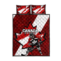 Canada Hockey Warrior Quilt Bed Set Bold Maple Leaf Sports Art