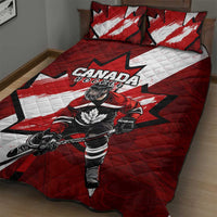Canada Hockey Warrior Quilt Bed Set Bold Maple Leaf Sports Art