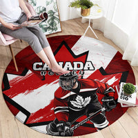 Canada Hockey Warrior Round Carpet Bold Maple Leaf Sports Art