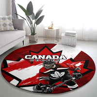 Canada Hockey Warrior Round Carpet Bold Maple Leaf Sports Art