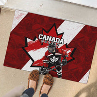 Canada Hockey Warrior Rubber Doormat Bold Maple Leaf Sports Art