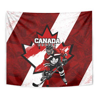Canada Hockey Warrior Tapestry Bold Maple Leaf Sports Art