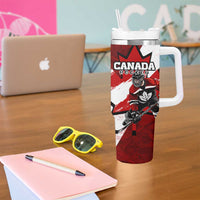 Canada Hockey Warrior Tumbler With Handle Bold Maple Leaf Sports Art