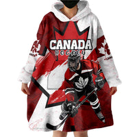 Personalized Canada Hockey Warrior Wearable Blanket Hoodie Bold Maple Leaf Sports Art