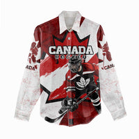 Personalized Canada Hockey Warrior Women Casual Shirt Bold Maple Leaf Sports Art