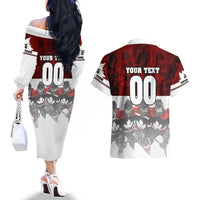 Canada Super Team Couples Matching Off The Shoulder Long Sleeve Dress and Hawaiian Shirt Dynamic Ice Hockey Legacy