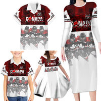 Canada Super Team Family Matching Long Sleeve Bodycon Dress and Hawaiian Shirt Dynamic Ice Hockey Legacy