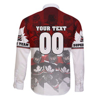 Canada Super Team Family Matching Off The Shoulder Long Sleeve Dress and Hawaiian Shirt Dynamic Ice Hockey Legacy