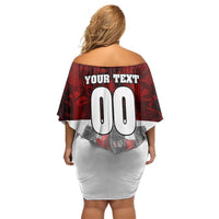 Canada Super Team Family Matching Off Shoulder Short Dress and Hawaiian Shirt Dynamic Ice Hockey Legacy