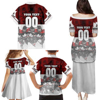 Canada Super Team Family Matching Puletasi and Hawaiian Shirt Dynamic Ice Hockey Legacy