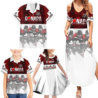 Canada Super Team Family Matching Summer Maxi Dress and Hawaiian Shirt Dynamic Ice Hockey Legacy