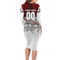 Canada Super Team Long Sleeve Bodycon Dress Dynamic Ice Hockey Legacy