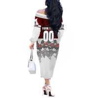 Canada Super Team Off The Shoulder Long Sleeve Dress Dynamic Ice Hockey Legacy