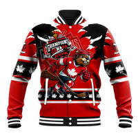 Personalized Champions Canada Hockey Baseball Jacket Fierce Beaver on Ice