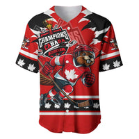 Personalized Champions Canada Hockey Baseball Jersey Fierce Beaver on Ice