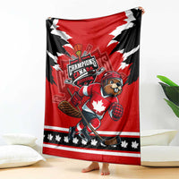 Champions Canada Hockey Blanket Fierce Beaver on Ice