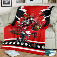 Champions Canada Hockey Blanket Fierce Beaver on Ice