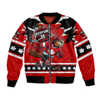 Personalized Champions Canada Hockey Bomber Jacket Fierce Beaver on Ice