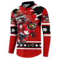 Personalized Champions Canada Hockey Button Sweatshirt Fierce Beaver on Ice