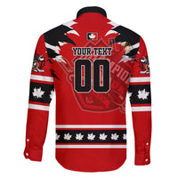 Personalized Champions Canada Hockey Family Matching Off The Shoulder Long Sleeve Dress and Hawaiian Shirt Fierce Beaver on Ice