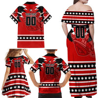 Personalized Champions Canada Hockey Family Matching Off Shoulder Maxi Dress and Hawaiian Shirt Fierce Beaver on Ice