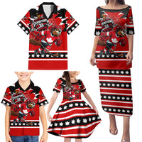 Personalized Champions Canada Hockey Family Matching Puletasi and Hawaiian Shirt Fierce Beaver on Ice