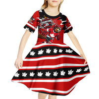 Personalized Champions Canada Hockey Kid Short Sleeve Dress Fierce Beaver on Ice
